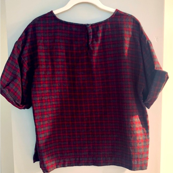 Madewell Red Cuffed Sleeve Boxy Blouse Medium - Picture 4 of 5